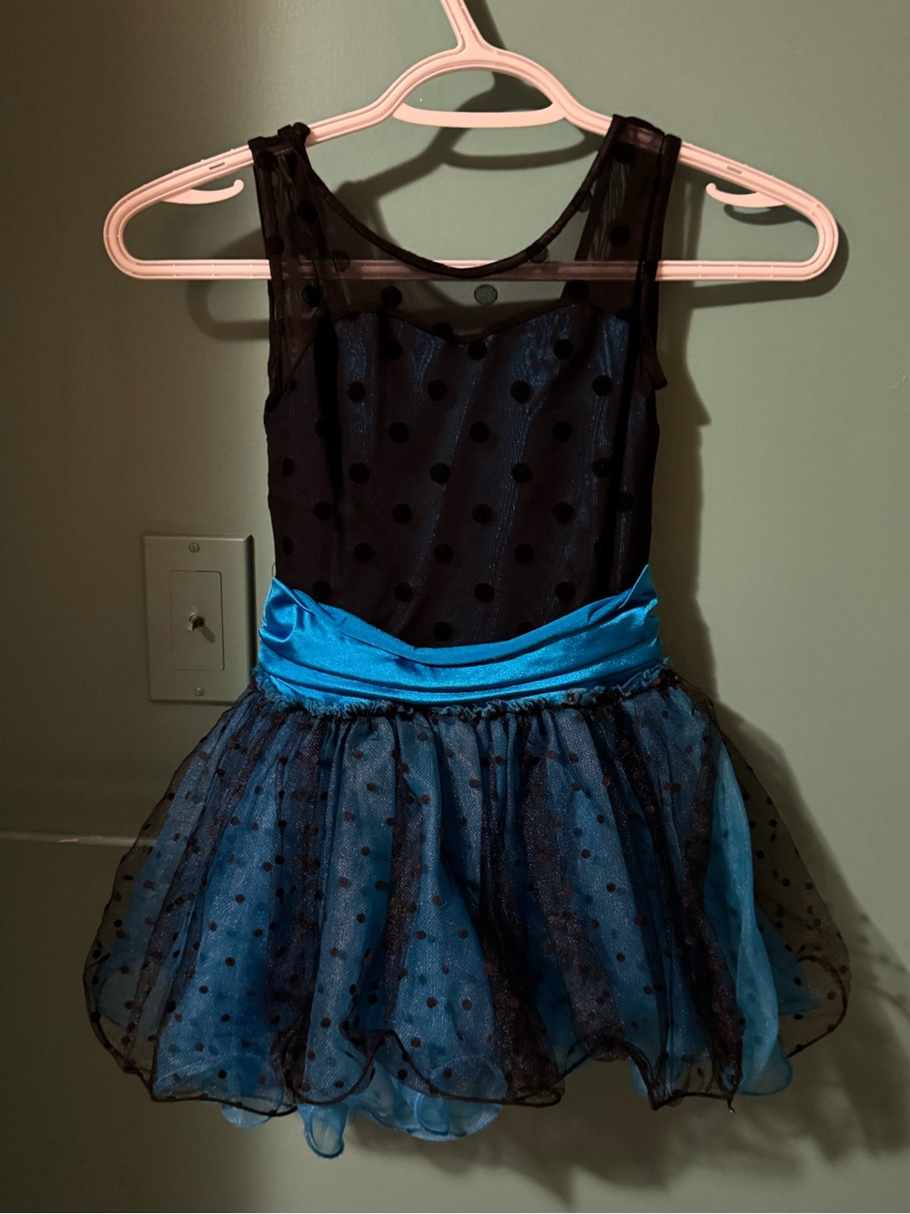 Kids Teal and Black Polka Dot Tutu dance Costume